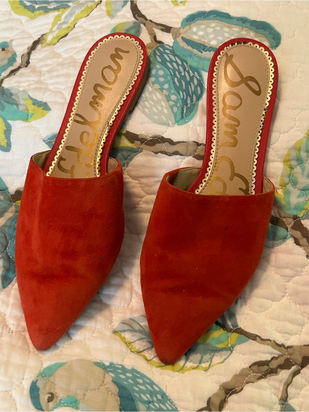 Sam Edelman Red Nubuck Mules